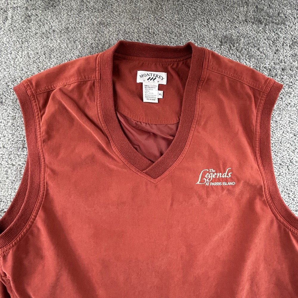Monterey Club Golf Vest XL Rust Orange The Legends Parris Island V-Neck Vest - Picture 2 of 10